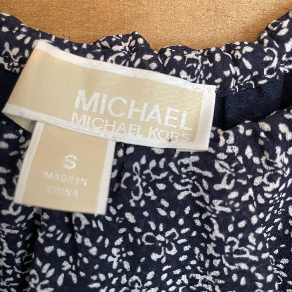 Michael Kors Navy Floral Blouse - Picture 2 of 6